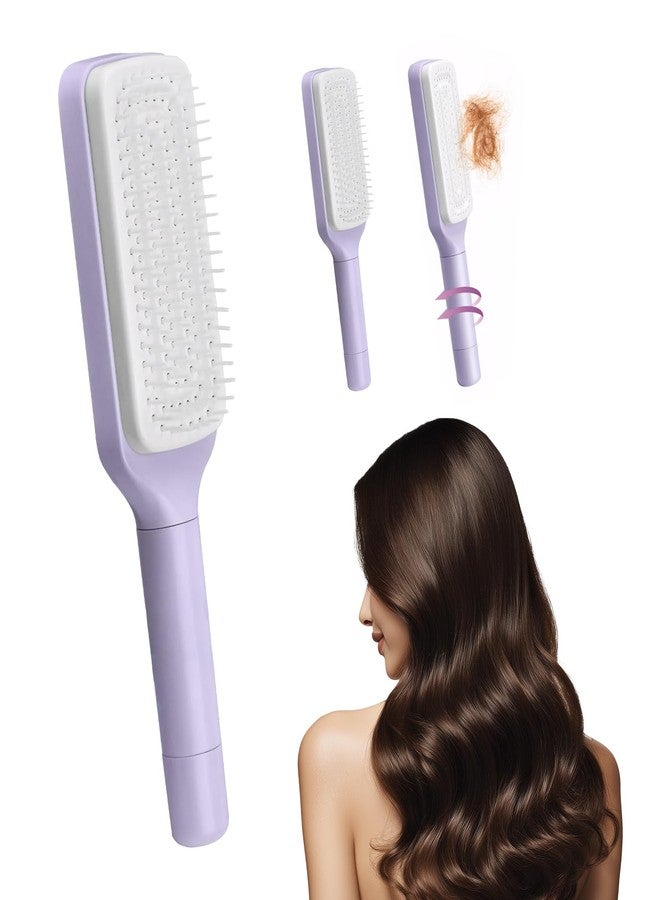 ROBOHOOK Self Cleaning Hair Brush for Women,Retractable Hairbrush Easy Clean,Anti Static Massage Brush,Rotary Telescopic Structure(Roland Purple) - Image 1